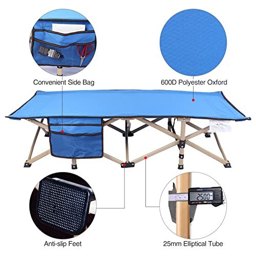 RedSwing Kids Cots for Sleeping Foldable, Sturdy Portable Toddler Cot Bed for Kids Camping Travel, Easy to Carry, 53''x26'' Blue