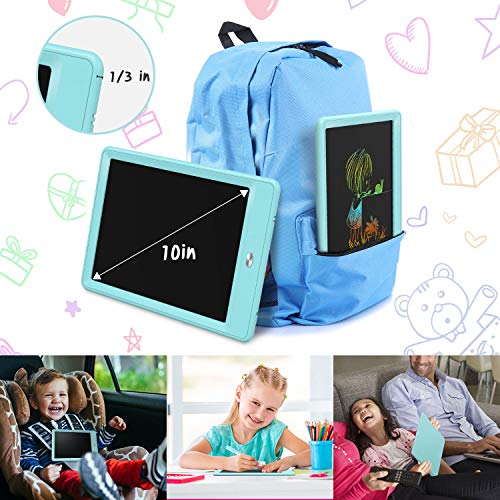 KOKODI LCD Writing Tablet, 10 Inch Colorful Toddler Doodle Board Drawing Tablet, Erasable Reusable Electronic Drawing Pads, Educational and Learning Toy for 3-6 Years Old Boy and Girls