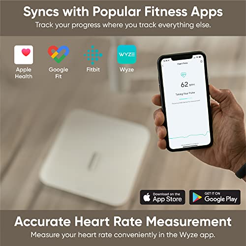 WYZE Smart Scale X for Body Weight, Digital Bathroom Scale for BMI, Body Fat, Water and Muscle, Heart Rate Monitor, Body Composition Analyzer for People, Baby, Pet, 400 lb, Black