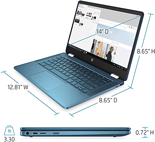 HP 14 Laptop, HP 14-inch X360 Chromebook Convertible 2-in-1 Touch Screen HD Laptop, Intel Celeron N4020 Processor, 4GB DDR4, 64GB eMMC, 802.11ac, Bluetooth, HDMI, Chrome OS, W/ Valinor Accessories