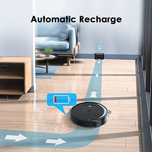 Thamtu G11 Robot Vacuum, 2500Pa Suction, 150 Min Runtime, Schedueled Cleaning, Slim, Quiet, Self-Charging Robotic Vacuum Cleaner for Pet Hairs, Hard Floor, Medium-Pile Carpet