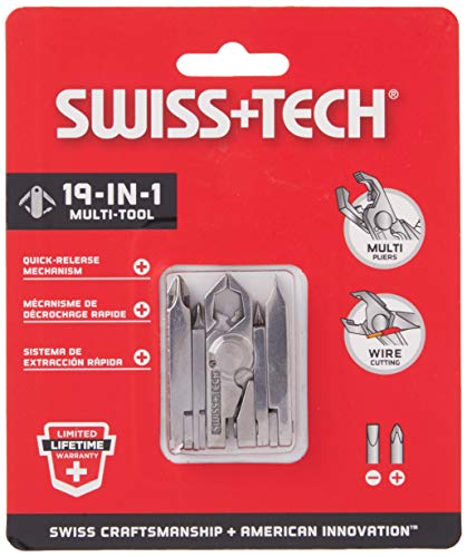 Swiss+Tech ST53100 Polished SS 19-in-1 Micro Pocket Multitool for Camping, Outdoors, Hardware