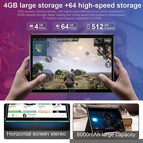 Tablet with Keyboard 10.8 Inch 2560X1600 (2K) Screen 10-Core 2.3Ghz CPU 5G-Dual WiFi, 4GB RAM+64GB ROM/512GB Expandable Android 10.0, (Green)