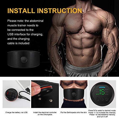 Abdominal Muscle Toner, ABS Training Workout Belt Body Toning Gear Waist Trimmer Fitness Wirless Belt for Men Woman Abdomen/Arm/Leg Home Office Exercise