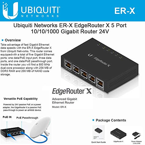 Ubiquiti Networks EdgeRouter X, 4-Port Gigabit Router, ER-X, ER-X (Router, ER-X)