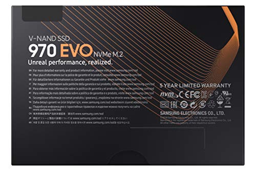 SAMSUNG 970 EVO SSD 2TB - M.2 NVMe Interface Internal Solid State Drive with V-NAND Technology (MZ-V7E2T0BW)