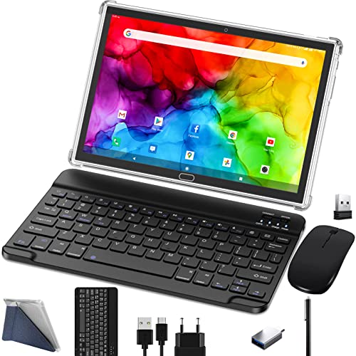 2022 Newest 2 in 1 Tablet 10 inch 4G Phone Call with Dual Sim Card Slot, 4GB+64GB Storage(Support 256GB Expand), Octa-Core Processor,13MP Camera, WiFi Tablet with Keyboard Mouse Stylus(Gray)