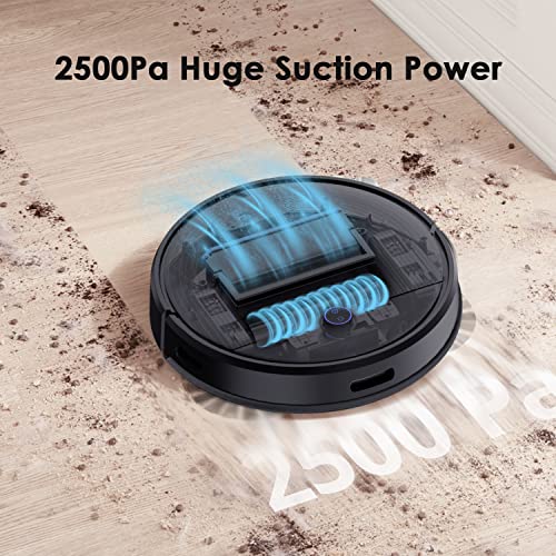 Thamtu G11 Robot Vacuum, 2500Pa Suction, 150 Min Runtime, Schedueled Cleaning, Slim, Quiet, Self-Charging Robotic Vacuum Cleaner for Pet Hairs, Hard Floor, Medium-Pile Carpet