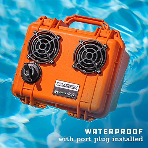 DemerBox: Waterproof, Portable, and Rugged Outdoor Bluetooth Speakers. Loud Sound, 40+ hr Battery Life, Dry Box + USB Charging, Multi-Pairing Party Mode. Built to Last + Fully Serviceable