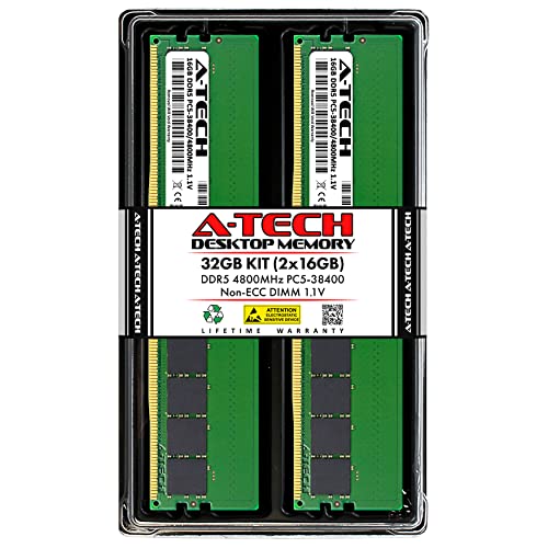 A-Tech 32GB (2x16GB) DDR5 4800 MHz UDIMM PC5-38400 CL40 DIMM 288-Pin 1.1V Desktop RAM Memory Modules