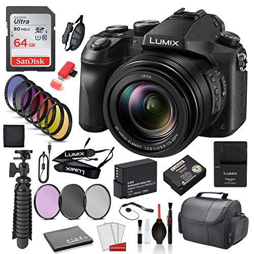 Panasonic Lumix DMC-FZ2500 Digital Camera (DMC-FZ2500) with Accessory Bundle Package SanDisk 64gb SD Card + 9PC Filter Kit + 12" Tripod + More