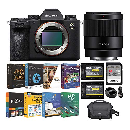 Sony Alpha a9 II Mirrorless Full Frame Interchangeable-Lens Camera with 35mm f/1.8 Large Aperture Lens and Accessory Bundle (6 Items)