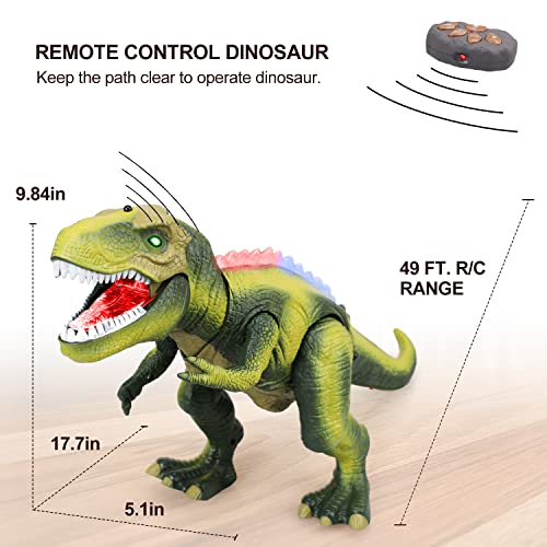 STEAM Life Remote Control Dinosaur Toys for Kids 3 4 5 6 7+ Light Up & Realistic Roaring Sound - T rex Dinosaur Toys - Electronic Walking Dinosaur Toys - Dinosaur Robot Toy for Kids Boys Girls (Green)