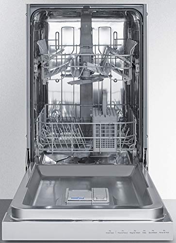 Summit DW18SS4 18 Built In Dishwasher with 8 Place Settings Energy Star Digital Touch Controls Stainless Steel Interior Adjustable Smart Fold Shelf Time Delay in Stainless Steel