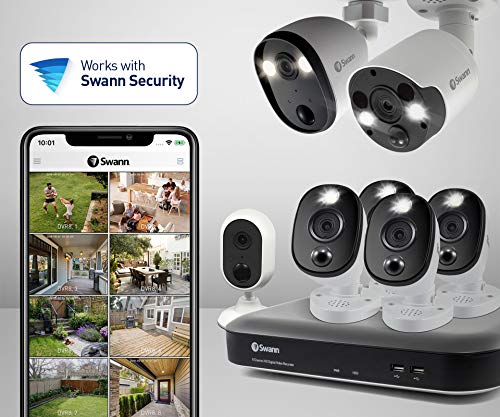 Swann Spotlight Outdoor Home Security Cameras, Weatherproof, Color Night Vision, Heat & Motion Sensor Light, Spotlights, 2-Way Talk and Siren (SWIFI-SPOTCAMPK2-GL)