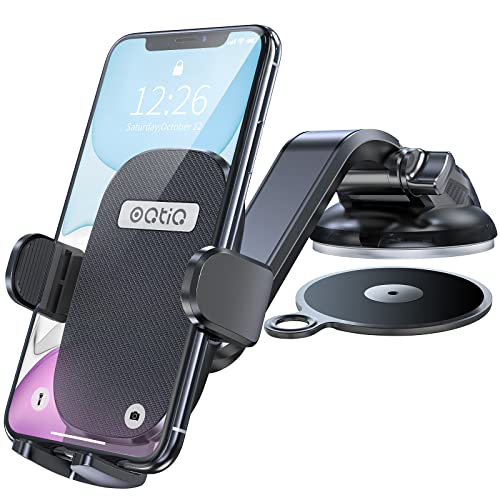 OQTIQ Phone Mount Holder for Car Dashboard Car Cell Phone Holder Upgraded Suction Cup Phone Car Mount in Vehicle Compatible with iPhone 13 12 11 Pro, Xr, XS, XS MAX,XR,X with Samsung & All Smartphones