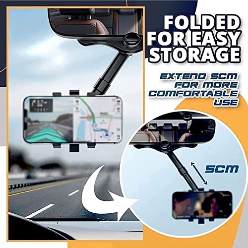 GAXLAKO 2022 Rotatable and Retractable Car Phone Holder -【New Version】 Multifunctional Car Rearview Mirror Phone Holder,360 Degree Rotatable Rear View Mirror Phone Mount,for All Mobile Phones