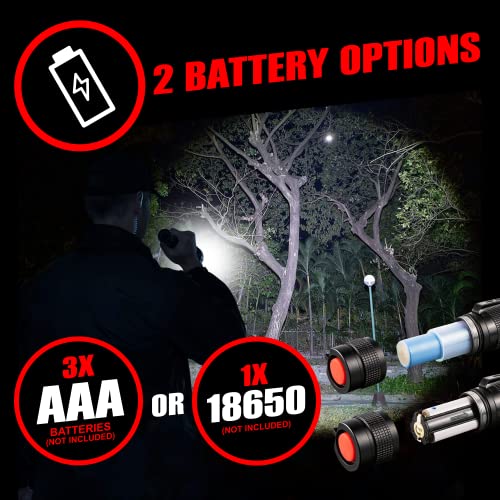 GearLight TAC LED Flashlight Pack - 2 Super Bright, Compact Tactical Flashlights with High Lumens for Outdoor Activity & Emergency Use - Gifts for Men & Women - Black