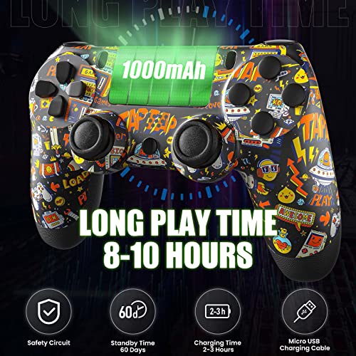 Wireless Controller Compatible with P4/Pro/Slim Game Console with Dual Vibration, Analog Sticks, 6-Axis Motion Sensor, Touchpad, Wireless Controller Rechargeable, Black Pattern