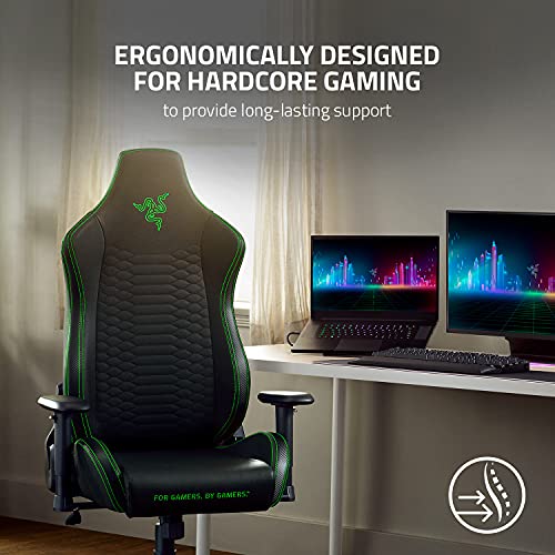 Razer Iskur X XL Gaming Chair: Ergonomically - Black/Green & Lumbar Cushion, Black