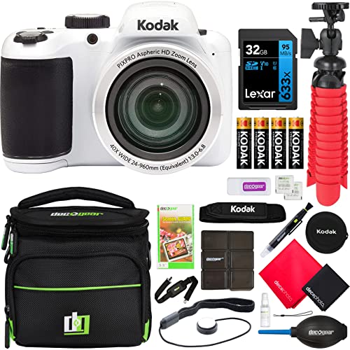 Kodak PIXPRO 16MP AZ401 Digital Point & Shoot Camera for Still Photography & HD Video (White) with 40X Optical Zoom, Image Stabilization and 3" LCD Bundle with Deco Gear Case + Pro Kit Accessories