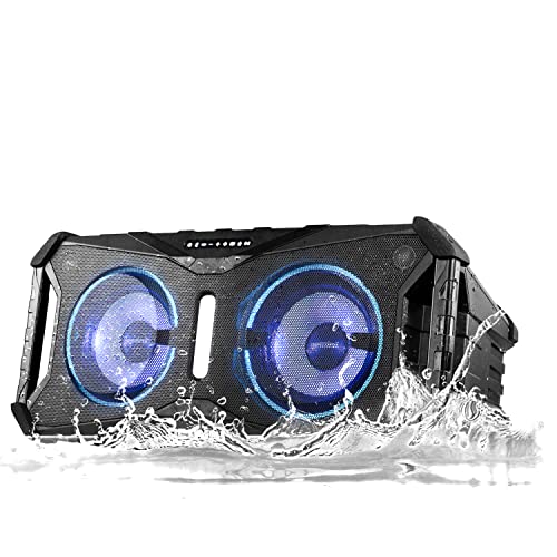 Gemini Sound Sounsplash SOSP-8BLK 400 Watt Wireless Rechargeable Floating IP67 Waterproof LED Lit Bluetooth Party Speaker with Voice Control, Cupholders and Back Storage Compartment for Pool/Beach