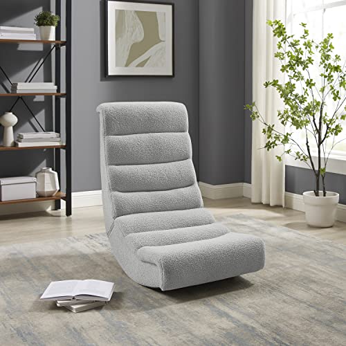 Linon Grey Sherpa Lars Gaming Rocking Chair, 8.25" Seat Height