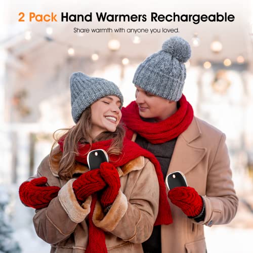 Hand Warmers Rechargeable - 5000mAh（2 Pack） WQOE Portable Pocket Electric Hand Warmer/Power Bank, 2-in-1 Magnetic USB Hand Warmers for Outdoors, Hunting, Golf, Camping, Warm Gifts