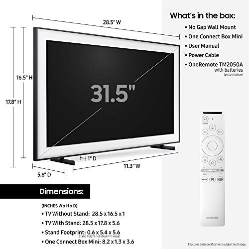 SAMSUNG 32-inch Class FRAME QLED LS03 Series - FHD Dual LED Quantum HDR Smart TV with Alexa Built-in (QN32LS03TBFXZA, 2020 Model)