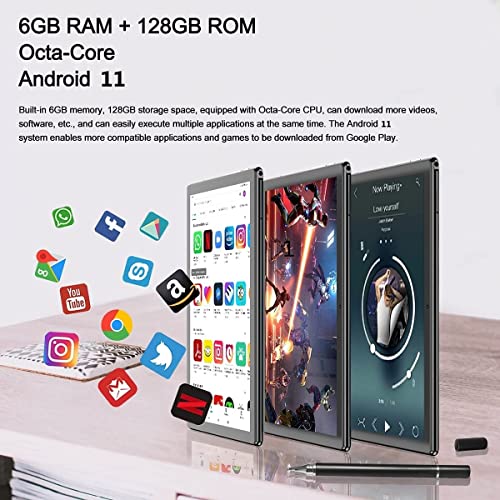 Tablet 10 Inch Android Tablet, BNHGK Android 11 Tablet SIM 4G LTE + 5G WiFi Cellular Google Tablets Computer with 6GB RAM 128GB ROM Storage, 5MP Camera, 7000mAh Long Battery Life (Newest 2022)