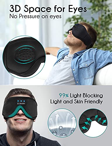 Sleep Headphones, LC-dolida Bluetooth Sleep Mask 3D Wireless Music Sleeping Eye Mask Sleeping Headphones for Side Sleepers Sleep Mask with Bluetooth Headphones Thin Stereo Speakers Gifts for Men Women