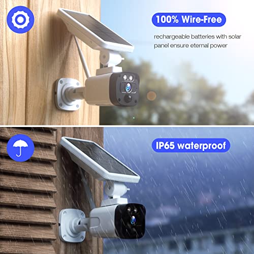 Camland Solar Security Camera System Wireless WiFi, 3 Pack 3MP Outdoor (with Base Station) for Home Security, Night Vision, PIR Motion Detection, 2-Way Audio, IP65 Waterproof