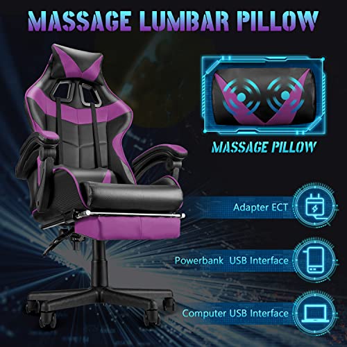 Bunny Pink Gaming Chair and Massage Purple Gaming Chair Bundle