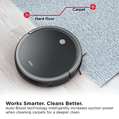 TCL Sweeva 2000 Robot Vacuum Cleaner Ultra Slim 2.76inch, 2000Pa Suction for Pet Hair, Hard Floor & Medium-Pile Carpets, 150mins Runtime, Washable HEPA Filter, WiFi & Alexa/Google Enabled