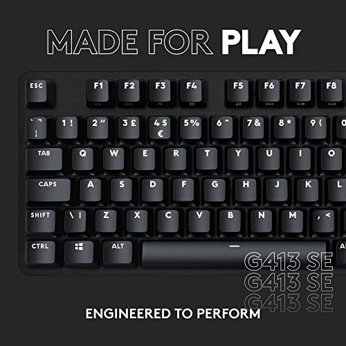 Logitech G413 SE Full-Size Mechanical Gaming Keyboard - Backlit Keyboard with Tactile Mechanical Switches, Anti-Ghosting, Compatible with Windows, macOS - Black Aluminum
