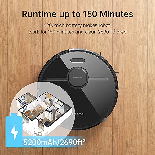 Dreametech D9 Pro Robot Vacuum and Mop Cleaner, Lidar Navigation Robot Vacuum Sweep and Mop 2-in-1, 4000Pa Strong Suction Power, 150min Runtime, Smart Mapping with Moisture-Proof pad