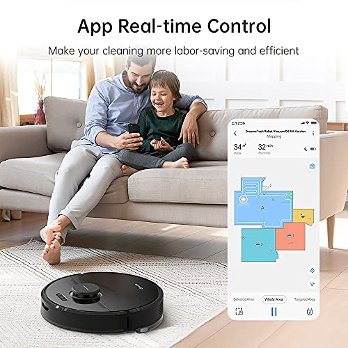 Dreametech D9 Pro Robot Vacuum and Mop Cleaner, Lidar Navigation Robot Vacuum Sweep and Mop 2-in-1, 4000Pa Strong Suction Power, 150min Runtime, Smart Mapping with Moisture-Proof pad