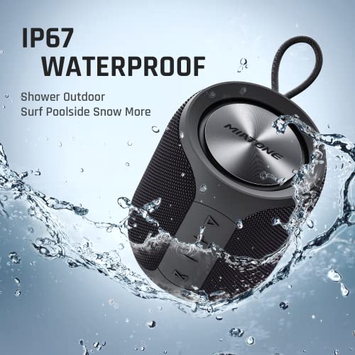 Portable Bluetooth Speaker, Wireless IP67 Waterproof Outdoor Speaker with Subwoofer, 16W Louder Volume, Longer Playtime, Bluetooth 5.0, Dual Pairing, Portable Speaker for Party Beach Camping, Black