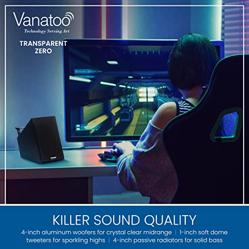 Vanatoo Transparent Zero Powered Speakers - Bluetooth Speakers - Speakers AUX, USB, Optical, Analog - Computer Speakers - TV Speakers - Gaming Speakers - Black, Set of 2