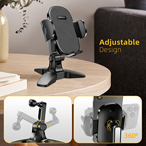 Cell Phone Stand for Desk, Adjustable Desk Phone Stand, Thick Case Friendly Cell Phone Holder Desk, Heavy Duty Phone Stand with 360 Degree, Home Office Accessories, Compatible with All Smartphones