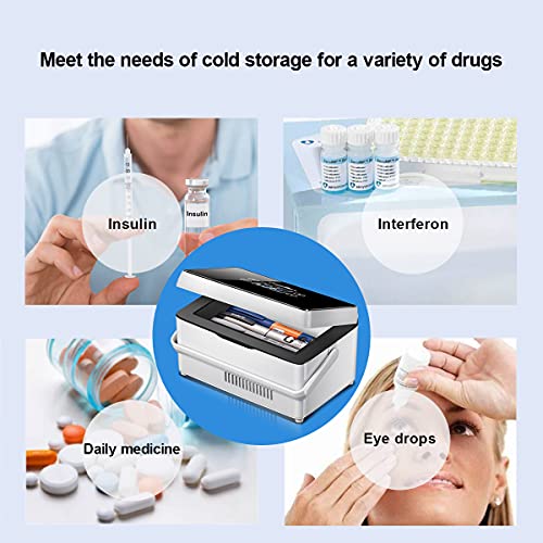 Insulin Cooler Case QIRDLP Diabetic Cooler Box Mini Drug Refrigerator Portable car Insulin Cooler Box with Handle Mini Cold Boxes with Alarm, 2 Battery Pack & USB Chargerable