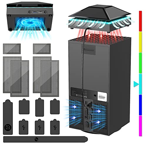 Upgraded RGB Cooling Fan for Xbox Series X with Dust Cover Accessories, YUANHOT 3 Gears Adjustable Fan Cooling System with LED Lights, Extended USB Ports for Xbox Series X