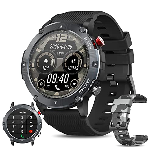 Military Smart Watch for Men(Answer/Make Calls), 2022 All-New Tactical Smart Watch for Android and iPhone, IP68 Waterproof AI Voice Outdoor Watch, Fitness Tracker with Heart Rate/SpO2/Sleep Monitor