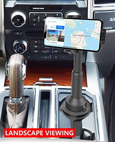 Solid Cup Holder Phone Mount for Car Truck with Quick Extension Long Arm Fast Swivel Adjustable Height 360 Rotatable, Low Profile Universal APPS2Car Mobile Mount Compatible with All Cell Phone iPhone