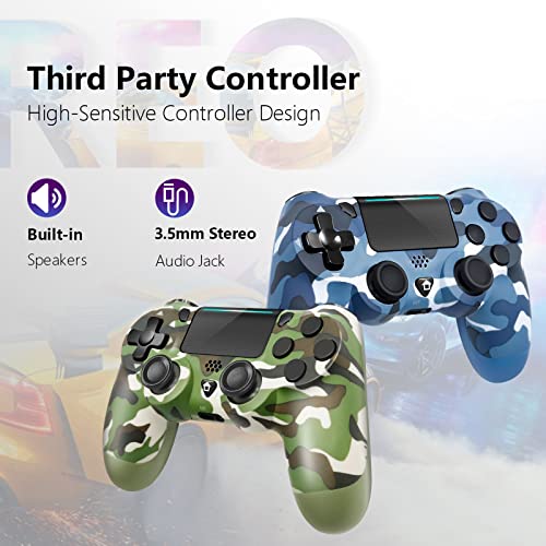 2 Pack Wireless Controller for PS4,YsoKK Wireless Remote Control Compatible with Playstation 4/Slim/Pro,with Double Shock/Audio/Six-axis Motion Sensor(Camouflage Blue+Camouflage Green)