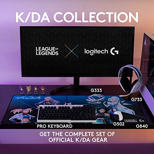 Logitech G333 K/DA Gaming Earphones - in-Line Mic and Controls - Gaming-Grade Dual Drivers - Durable Aluminum Housing - Official League of Legends KDA Gaming Gear