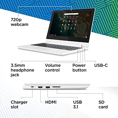 Lenovo Chromebook Flex 3 11" 2 in 1 Touchscreen Laptop, 11.6-Inch HD IPS Display, MediaTek MT8173C Processor, 4GB LPDDR3, 192GB Storage Space(64GB eMMC + 128GB Micro SD), Chrome OS, Blizzard White