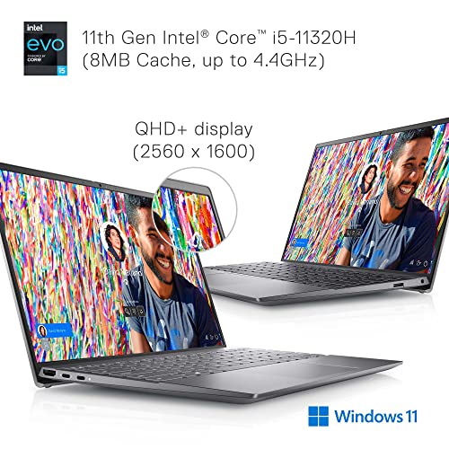 Dell Inspiron 13 5310, 13.3 inch QHD+ Non-Touch Laptop - Intel Core i5-11320H, 8GB LPDDR4x RAM, 512GB SSD, Intel Iris Xe Graphics, Windows 11 Home - Platinum Silver