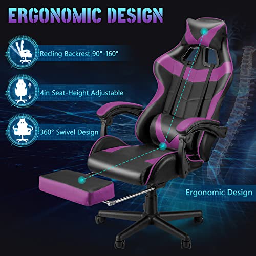 Bunny Pink Gaming Chair and Massage Purple Gaming Chair Bundle