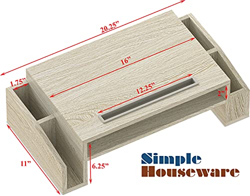 Simple Houseware Desk Monitor Stand Riser with Adjustable Organizer Tray, Maple